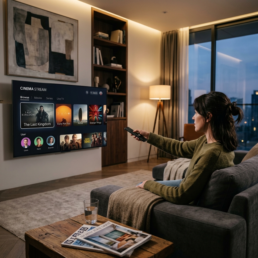 IPTV Smarters Pro application dashboard displaying live TV, movies, and series categories